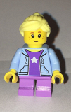 LEGO cty0665 Girl, Bright Light Blue Hoodie, Medium Lavender Short Legs