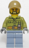 LEGO cty0695 Volcano Explorer - Male, Shirt with Belt and Radio, Dark Tan Cap with Hole, Black Angular Beard