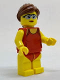 LEGO cty0759 Beachgoer - Red Female Swimsuit and Light Blue Glasses