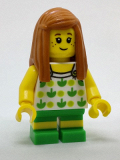 LEGO cty0761 Beachgoer - Girl, Top with Apples and Green Legs with Yellow Stripes
