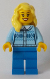 LEGO cty0892 Fair Isle Sweater, Bright Light Yellow Female Hair over Shoulder, Blue Legs