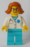 LEGO cty0900 Doctor - EMT Star of Life, Medium Azure Legs, Dark Orange Female Hair Short Swept Sideways, Glasses