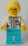 LEGO cty0901 White Shirt over Light Bluish Gray Shirt, Name Tag, Medium Azure Legs, Bright Light Yellow Female Hair, Glasses