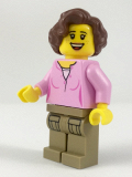LEGO cty0910 Hiker, Female Parent, Pink Shirt, Dark Tan Legs
