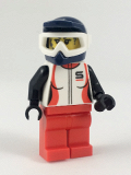 LEGO cty0916 Trail Cyclist, Female, Red and White Race Jacket, Dark Blue Dirt Bike Helmet