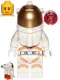 LEGO cty1039 Astronaut - Female, White Spacesuit with Orange Lines, Side Lamp, Smile